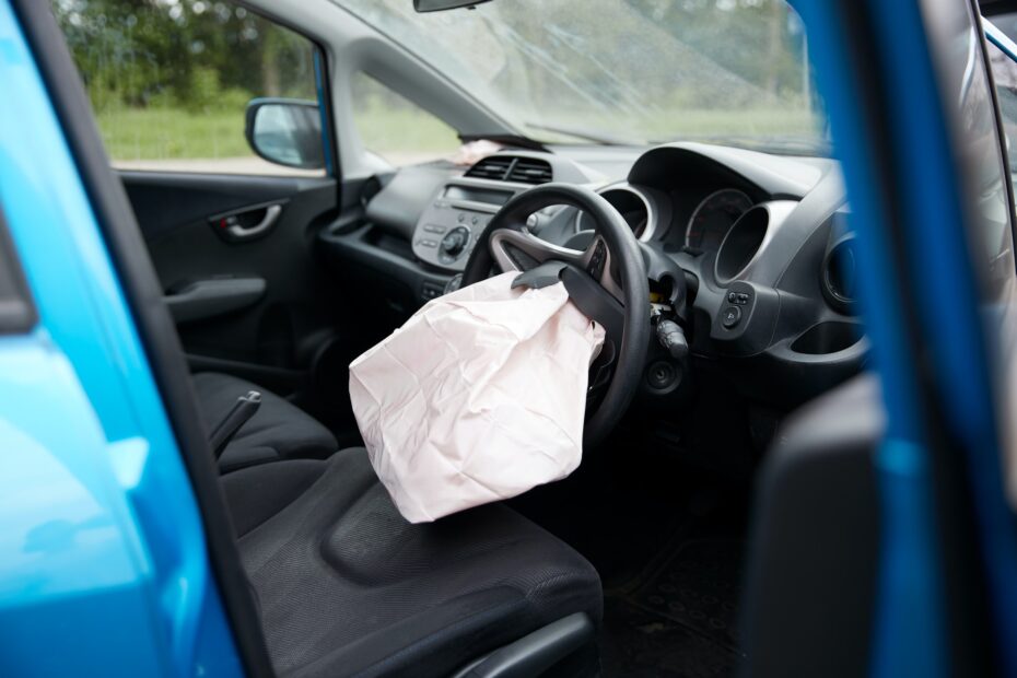 Interior Of Car After Accident With Safety Airbag Deployed